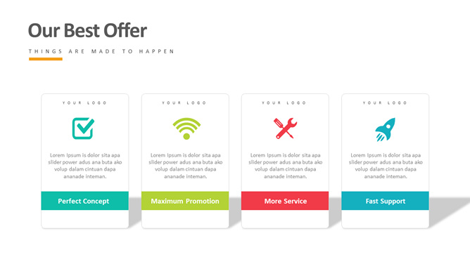 陰影小圖標文本框PPT素材