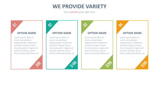四項并列PPT文本框素材