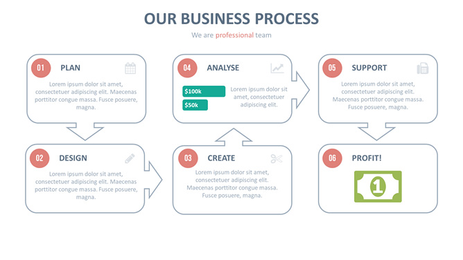 文本框箭頭流程圖PPT素材